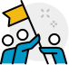 team lifting flag